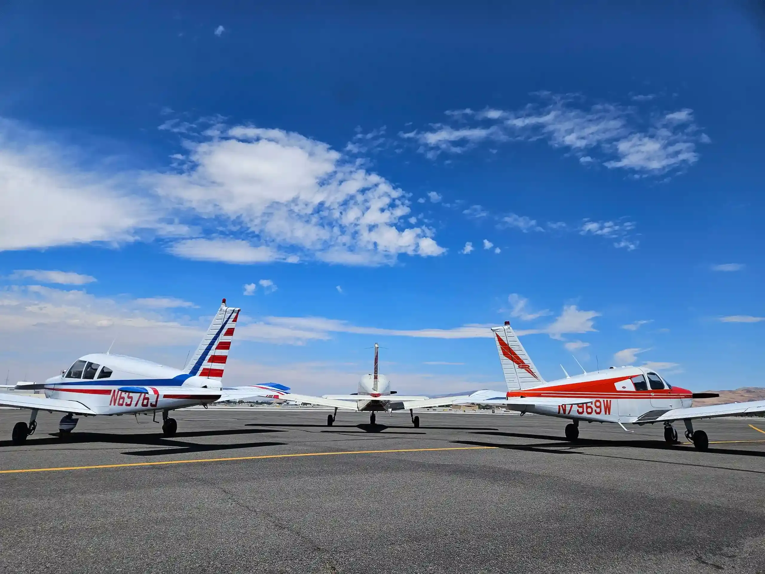 NV Flight fleet of Piper Cherokee aircraft on the ramp