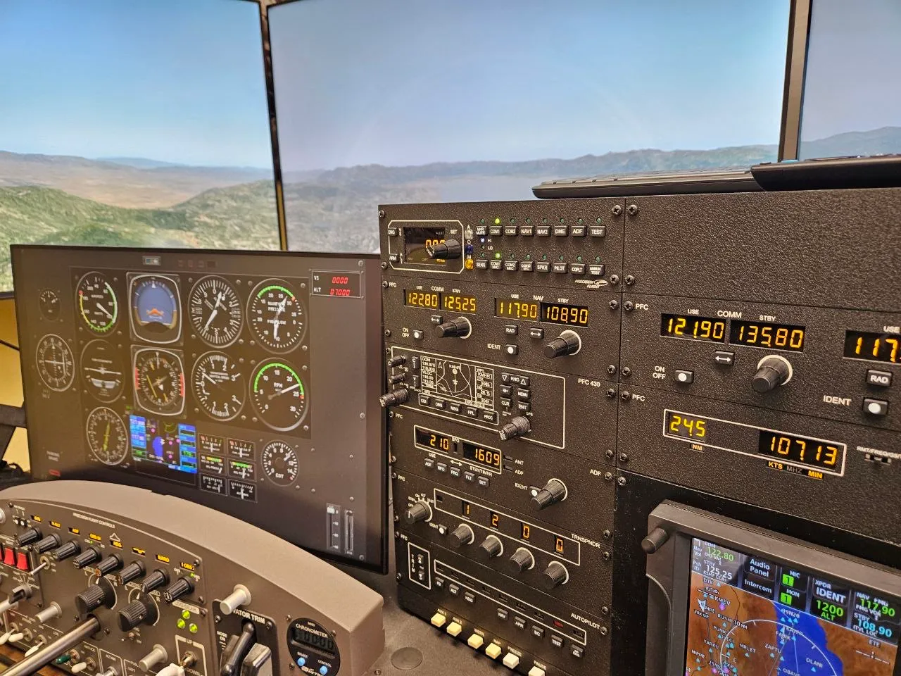 Cockpit view of the PFC CR-12 simulator