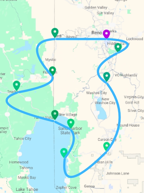 Lake Tahoe Discovery Flight Path