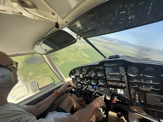 NV Flight aircraft in flight over the Sierra Nevada